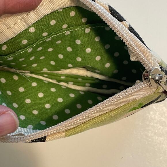 Bungalow 360 Small Wristlet Panda Print Green Black Novelty Canvas Pouch - Picture 4 of 5